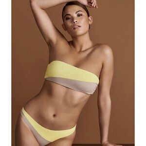 NWT Tavik Moon Bandeau Bikini Top in Sand & Sunny Lime